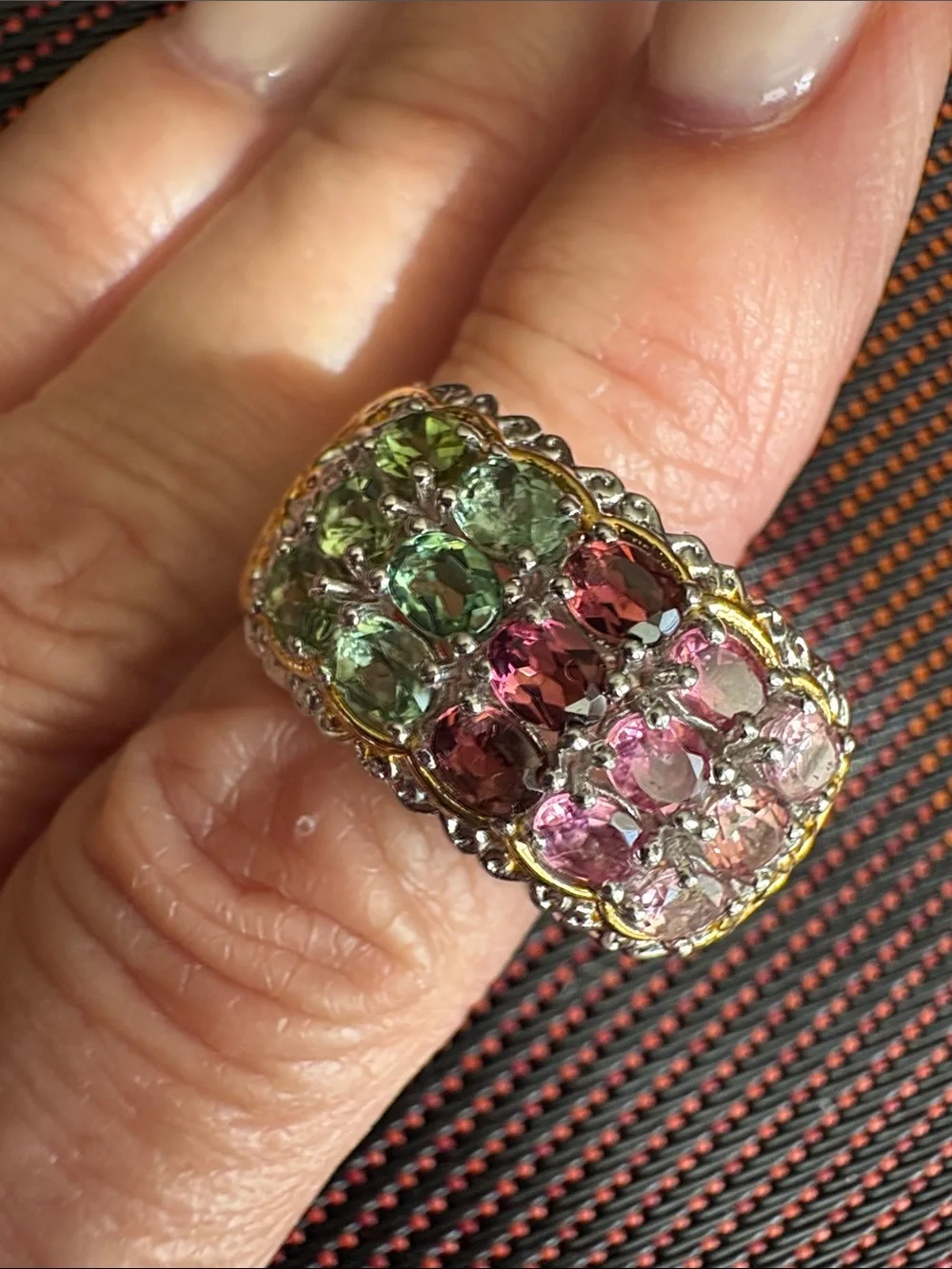 Size 12 Gems En Vogue Multi Color Tourmaline Ring